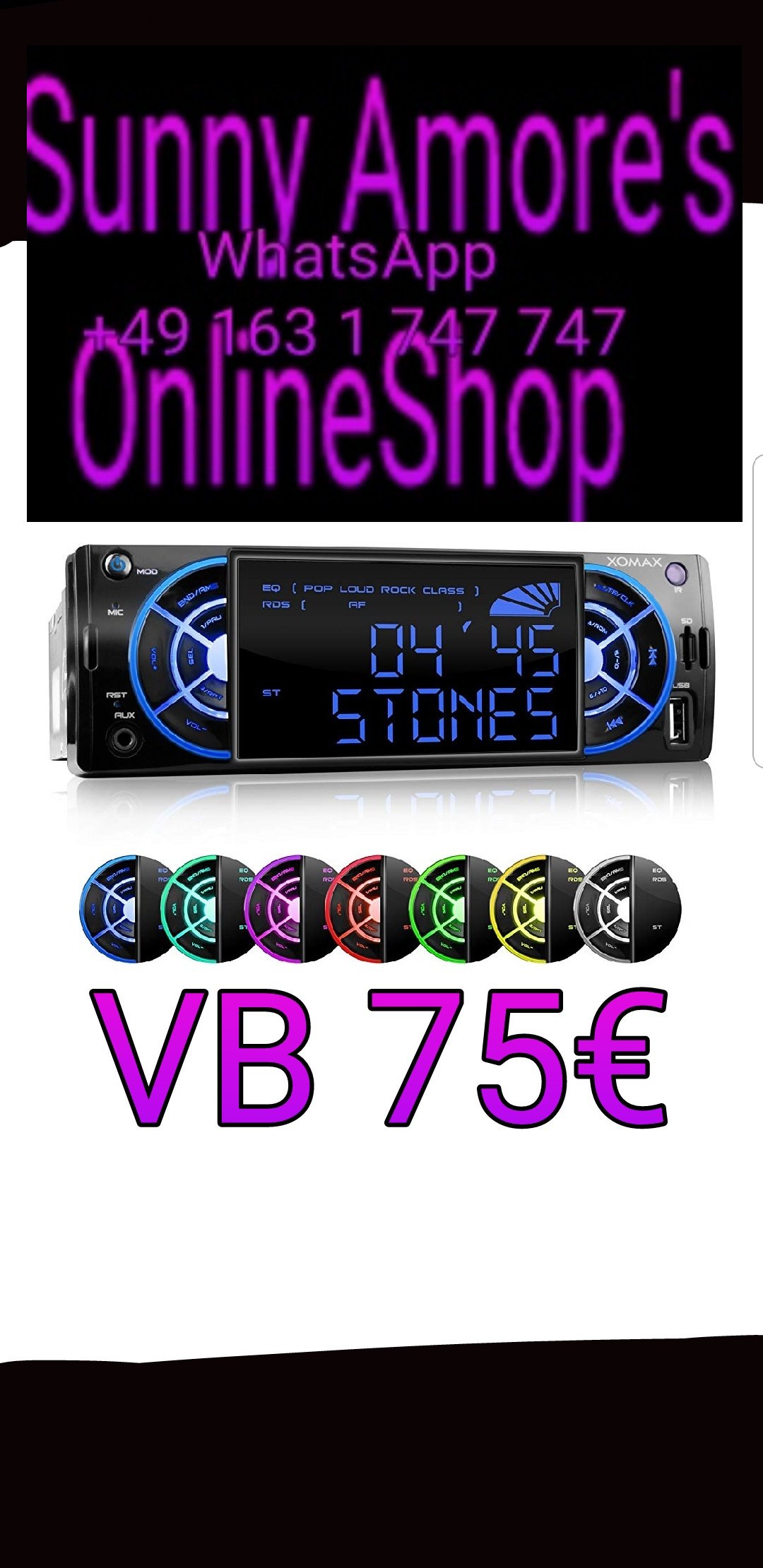 ❣️💛💜Sunny Amore's OnlineShop 💜❣️7Colours BT KFZ AutoRadio zum SchleuderPreis😘💋💜❣️❣️www.sunny-amore.online 😘💋❣️