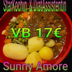 ❣️💛💜Sunny Amore's OnlineShop StarKöchin & DiätAssistentin sowie TV-STAR & Sängerin 💜❣️Für echte Geniesser heute zarter RinderGulasch mit Erbsen und Möhren sowie PetersilienSalzKartoffeln  😘💋💜❣️❣️www.sunny-amore.online 😘💋❣️