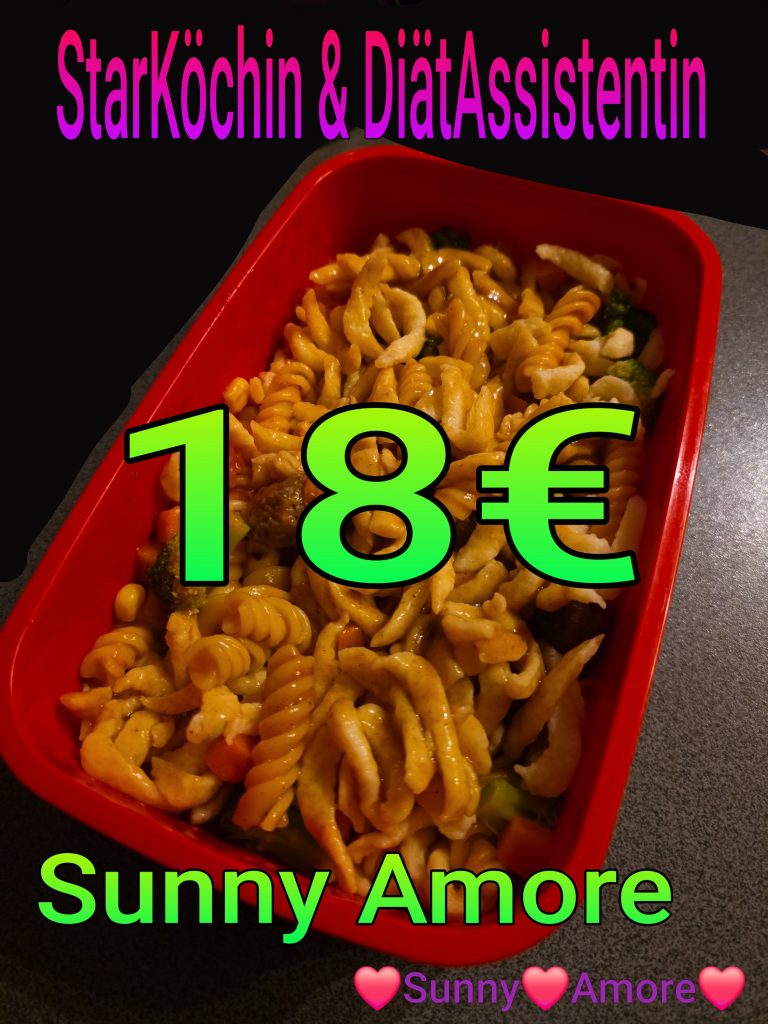 ❣️💛💜Sunny Amore's OnlineShop StarKöchin & DiätAssistentin sowie TV-STAR & Sängerin 💜❣️Leckere feurigscharfe Hackbllchenpfanne mit Nudeln und frischen knusprigen Gemüse  😘💋💜❣️❣️www.sunny-amore.online 😘💋❣️