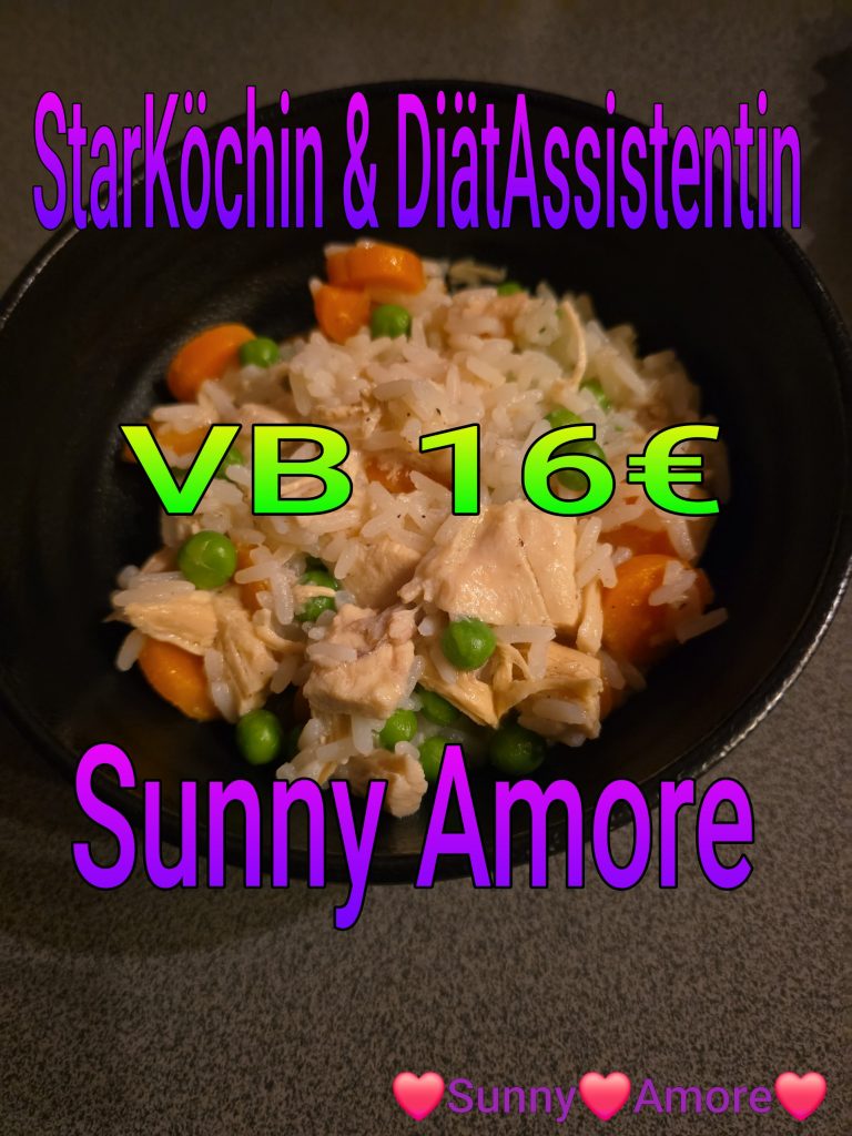 ❣️💛💜Sunny Amore's OnlineShop StarKöchin & DiätAssistentin sowie TV-STAR & Sängerin 💜❣️Heute leckeres selbstgemachtes Hühnerfrikassee mit bissfesten Möhren mit Erbsen und Reis al dente  😘💋💜❣️❣️www.sunny-amore.online 😘💋❣️