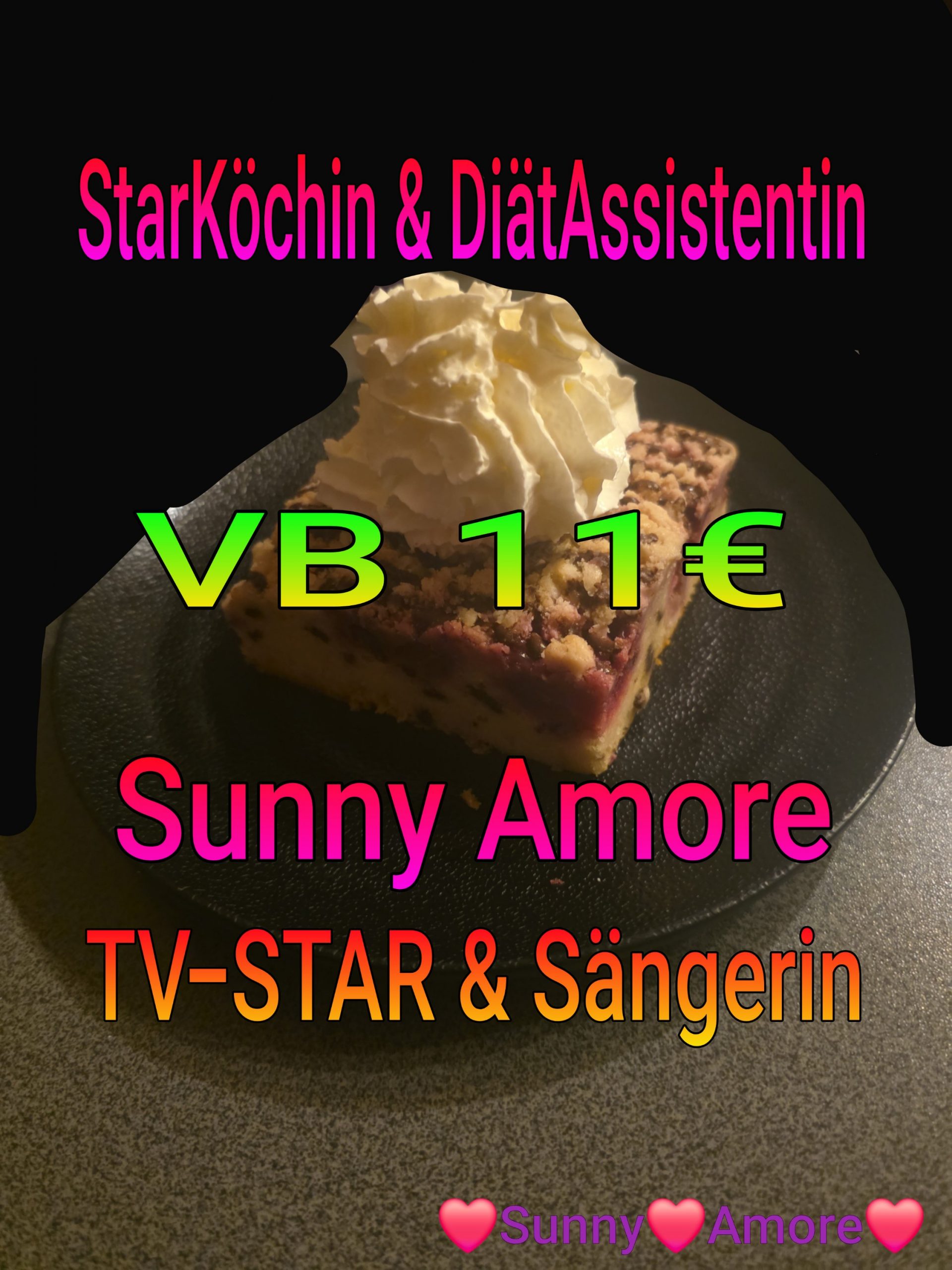❣️💜😘Sunny Amore StarKöchin & DiätAssistentin sowie TV-STAR & Sängerin ❣️Selbstgebackener leckerer Kirschschokostreusel Kuchen mit frischer Sahne für echte Naschkatzen 💜❣️
www.sunny-amore.online ❣️❣️❣️